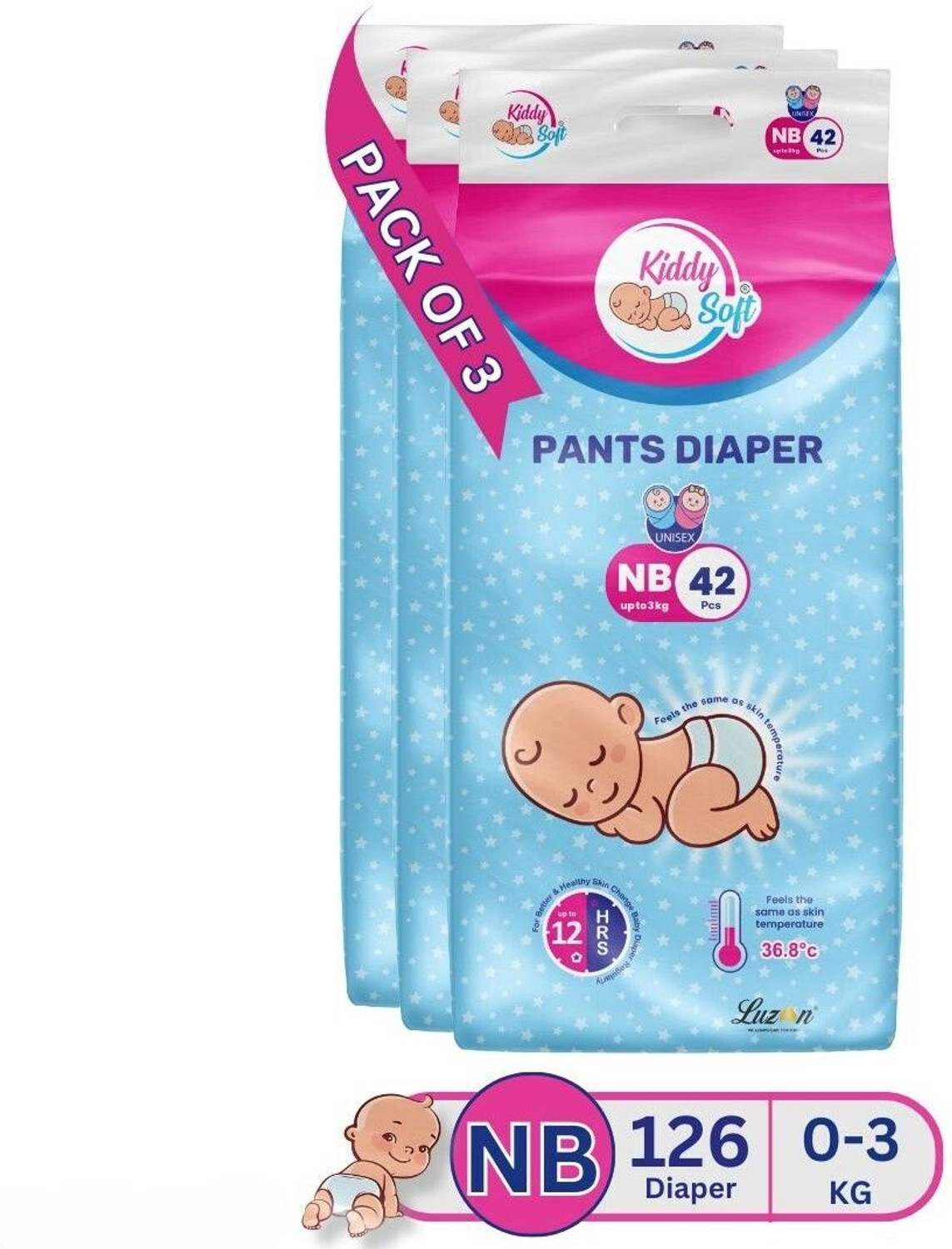 Image of KiddySoft Baby Diaper Pant Style| 5 Layer All Night Leakage Protection & Quick Absorbency Pant Diapers - New Born