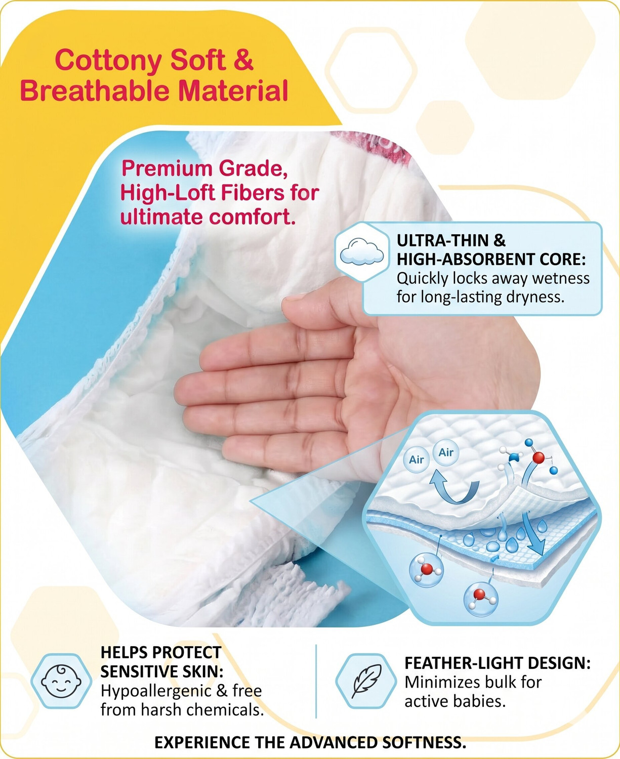 Image of babyhug Advanced Pant Style Diaper, 3D Leak Guard, Alcohol Free, Anti-Rash & Gentle. Pant Diapers - M