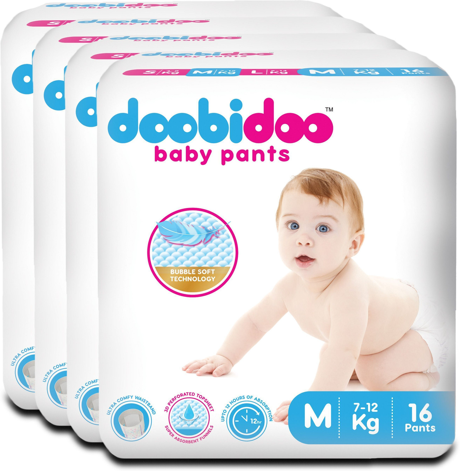 Image of Doobidoo Premium baby diaper pants Cushiony Cotton. 12 hrs absorption. Rash free Pant Diapers - M