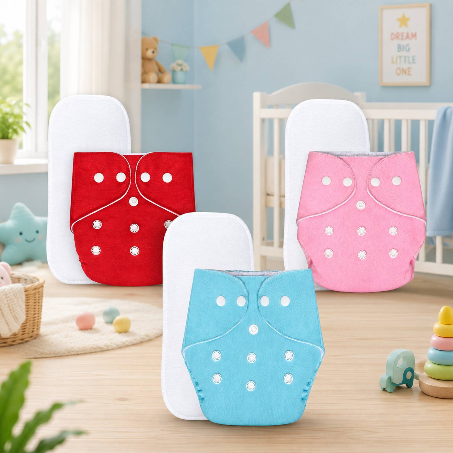 AAKAV Adjustable Cloth Diapers for Every Stage 3 Diapers, 3 Inserts Adult Diapers - S - M