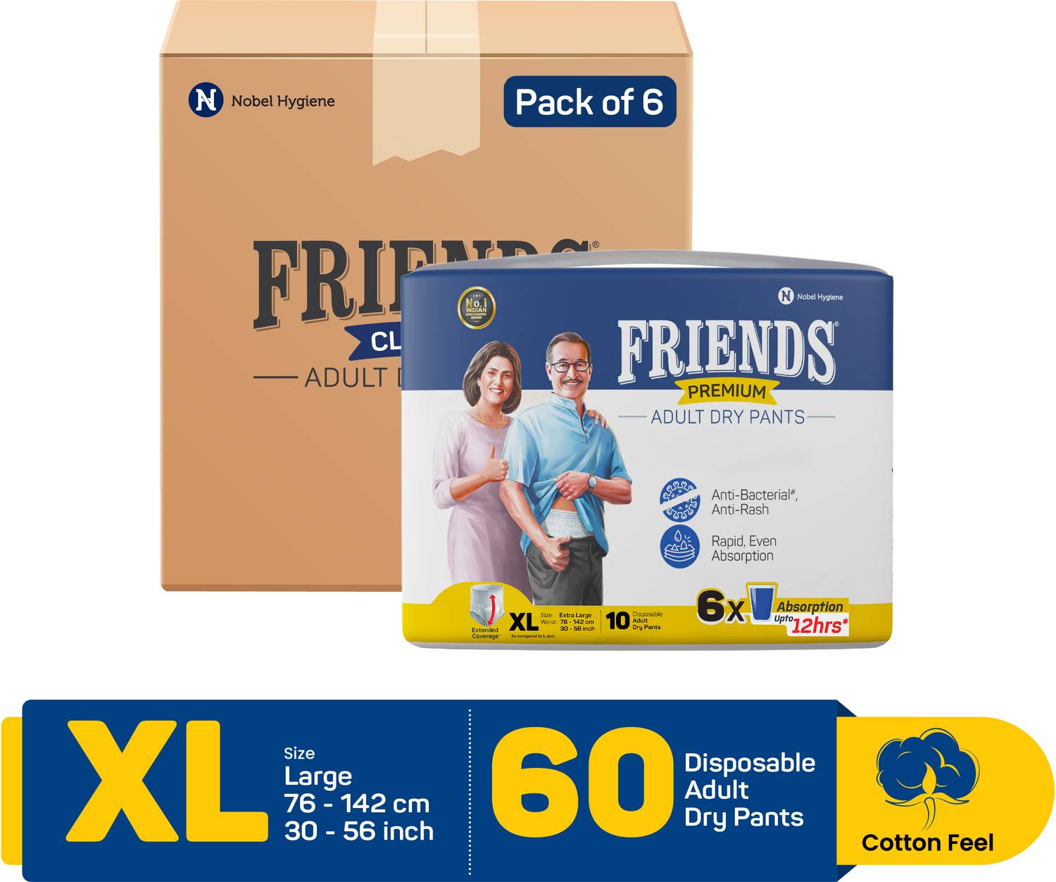 FRIENDS Premium Pull Up Pant Adult Diapers - XL - Buy 60 FRIENDS