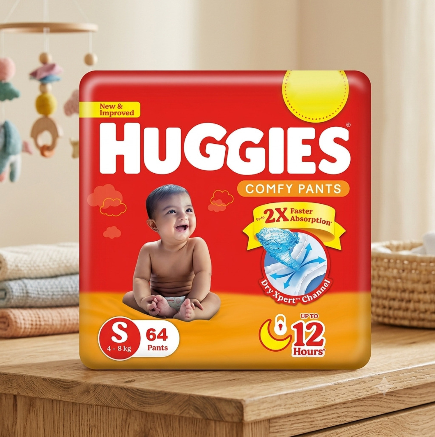 Image of Huggies Comfy Pants Upto 50% Faster Absorption Baby Diapers Size Small Pant Diapers - S