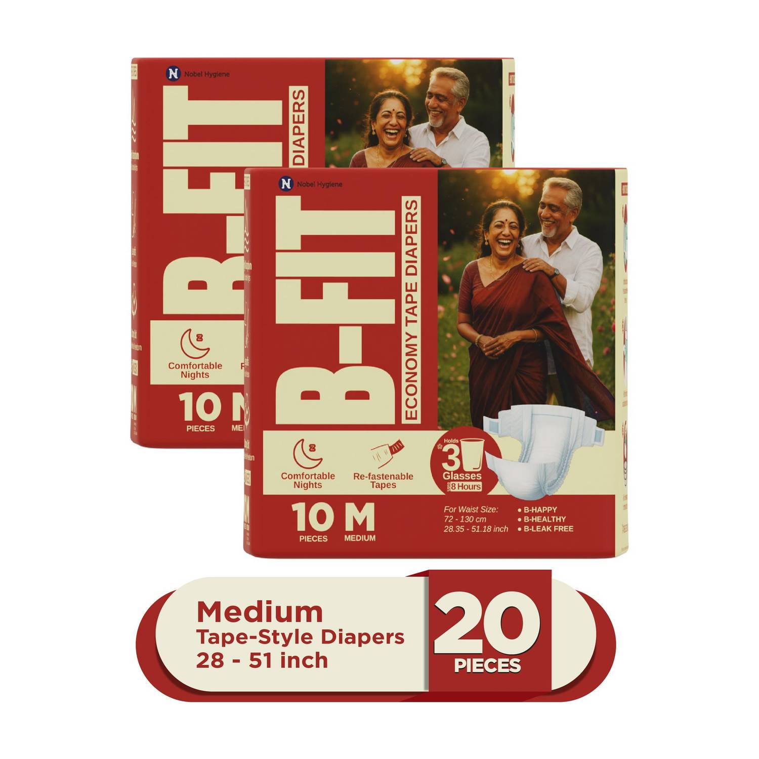 B-FIT Economy Tape Style Adult Diapers - M