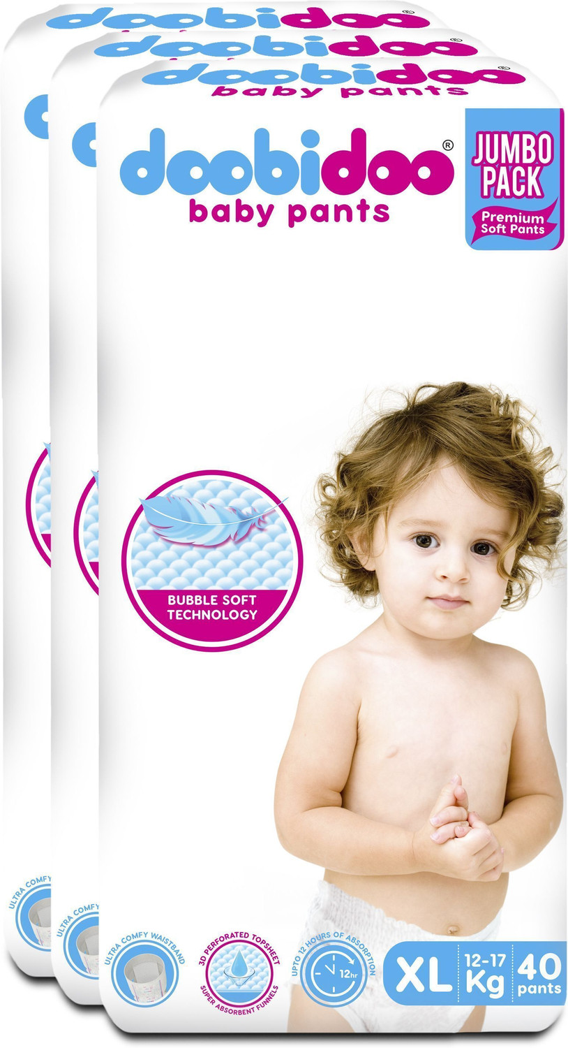 Image of Doobidoo Premium baby diaper pants Cushiony Cotton. 12 hrs absorption. Rash free Pant Diapers - XL