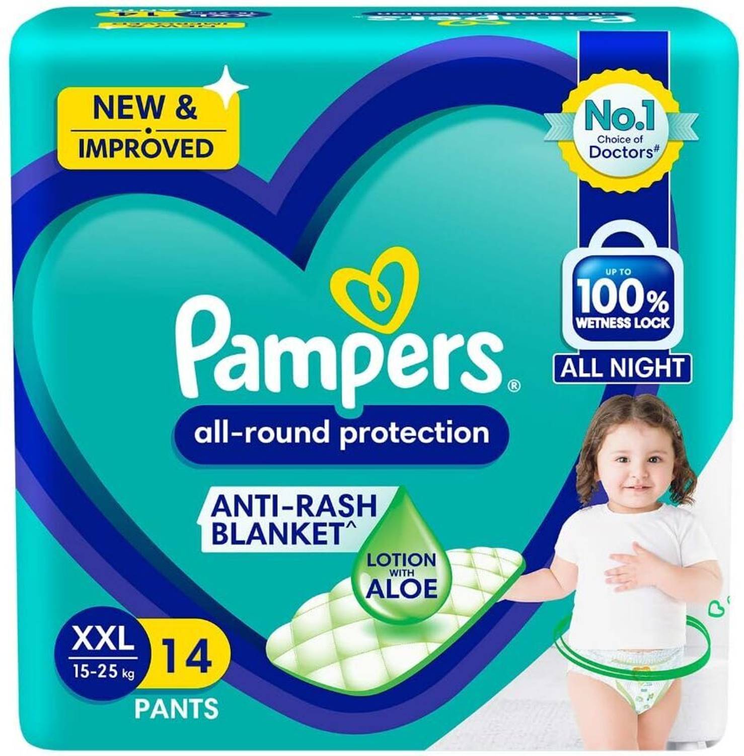 Pampers All round protection Extra Large Size Diapers - XXL (14 P...mo