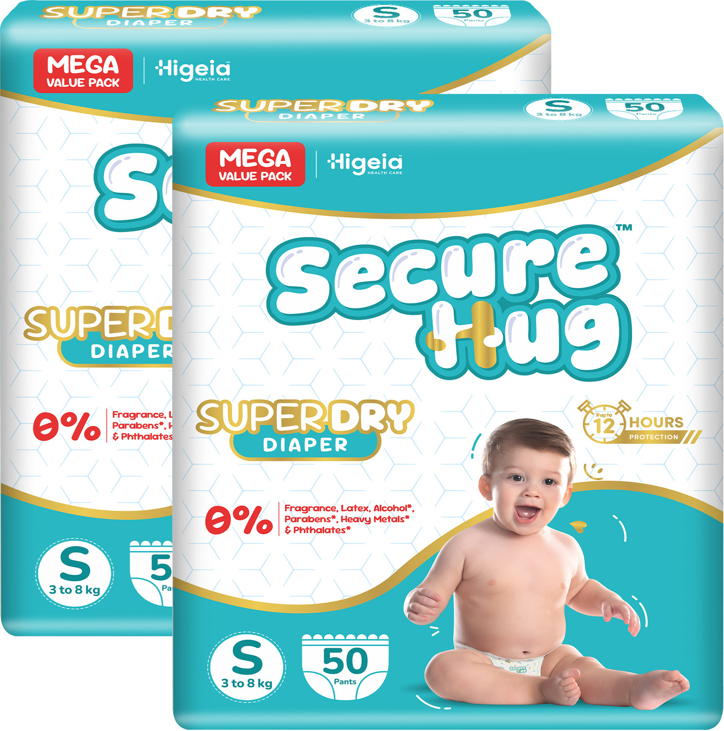 Image of Secure Hug Super Dry Baby Diaper Pants with 3 Layer Leakage Protection & High Absorbency Pant Diapers - New Born