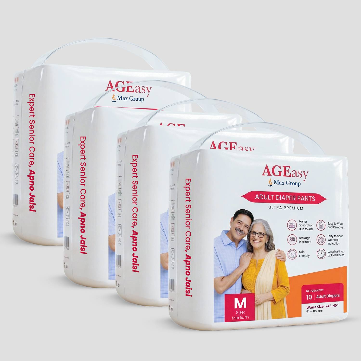 AGEasy (Max Group) Adult Diaper Pants, Wetness Indicator, Odour Lock Adult Diapers - M