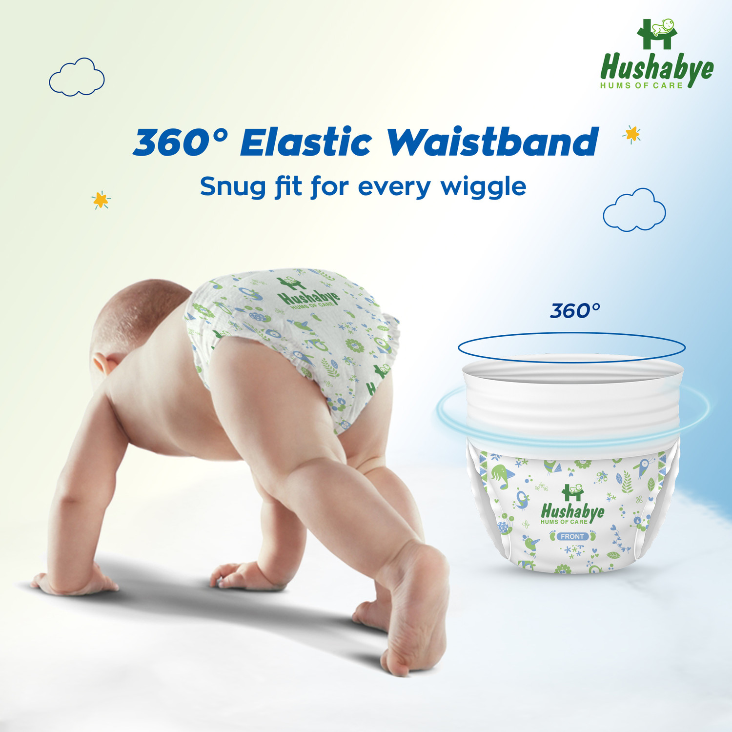 Image of Hushabye Baby Diaper Pants with Aloe Lotion, Anti-Rash | Extra Large(12-17kg), Pack Of 3 Pant Diapers - XL