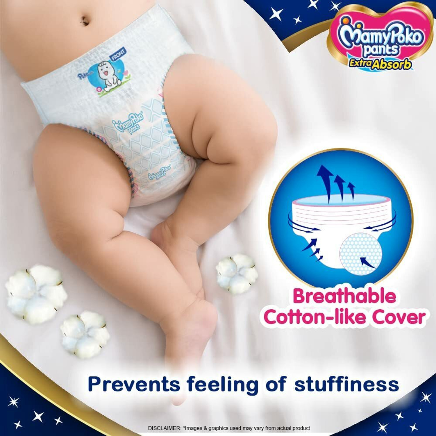 Image of MamyPoko Pants Extra Absorb Baby Diaper, Medium (Pack of 66) - M