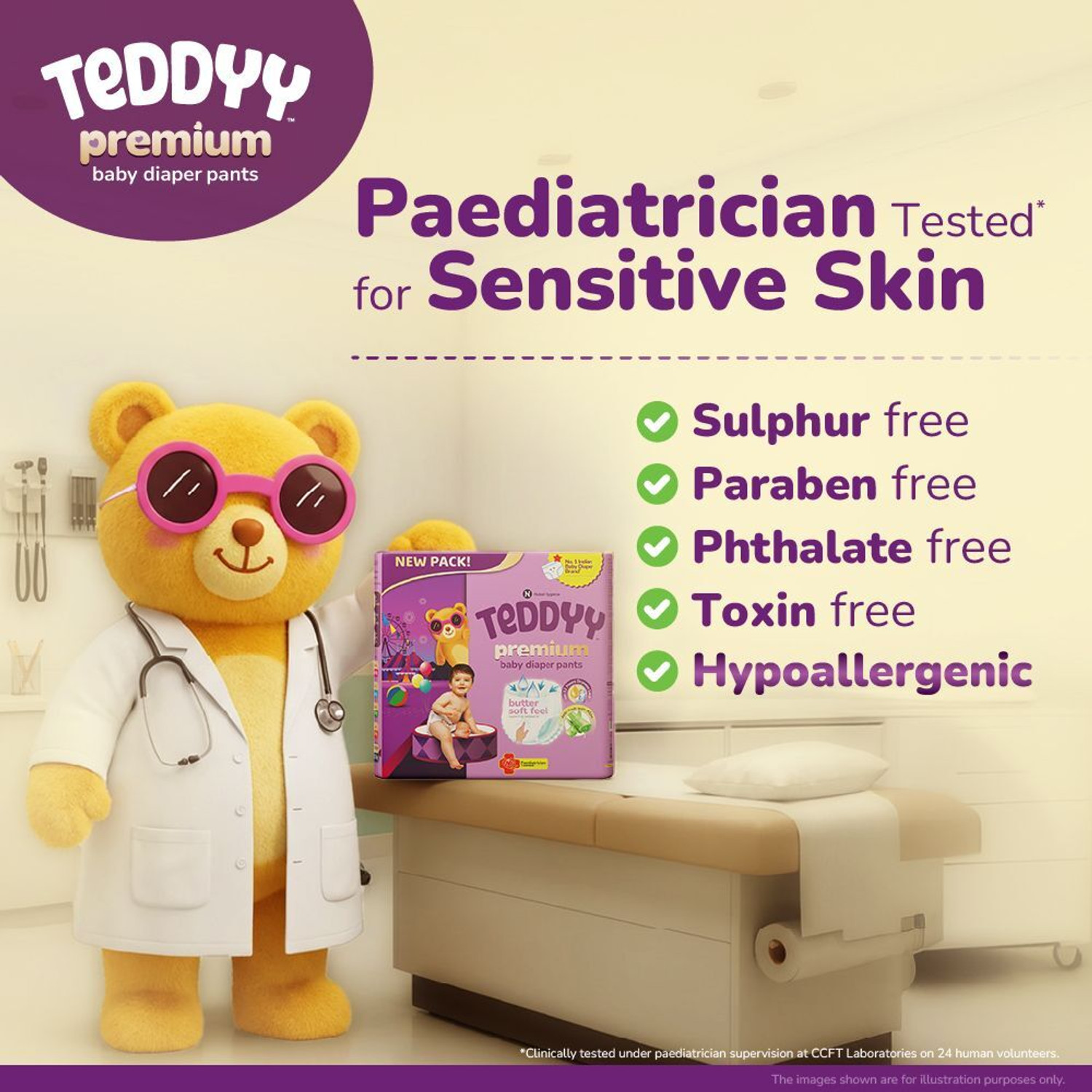 Image of TEDDYY Butter Soft Feel Premium Baby Diaper Pants with AloeVera upto 12 Hrs Dry lock - S