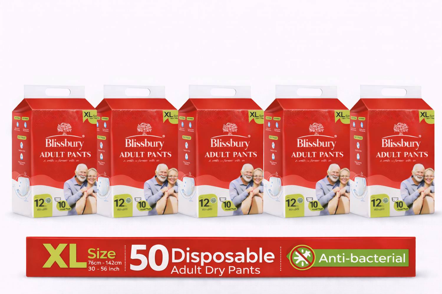 Blissbury Premium Pant Style | Pack of 5 | Adult Diapers Pant Diapers - XL