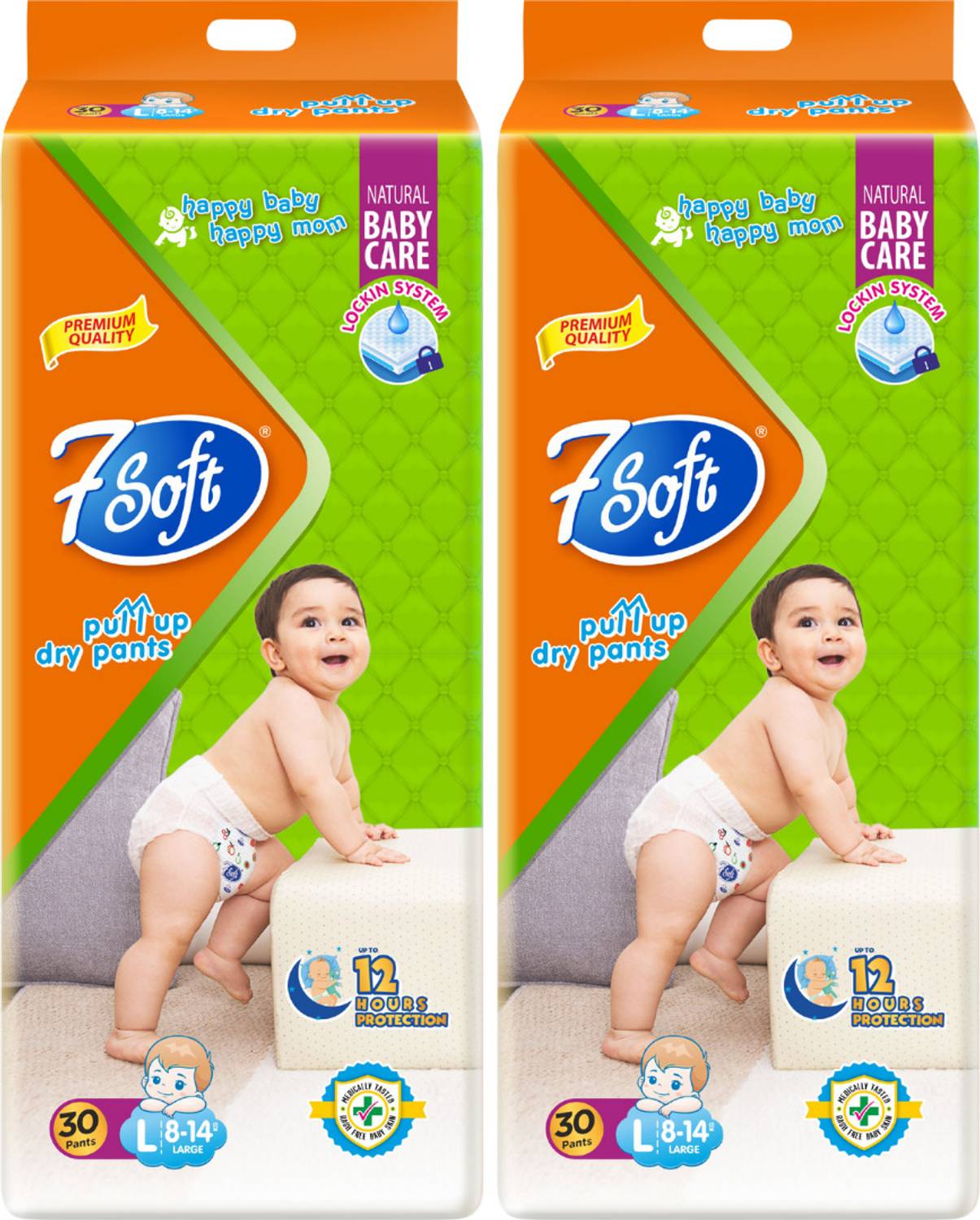 7 Soft Premium Baby Diaper Pants L Size 60 Pants (8-14 kg) Soft & Extra Absorbent Pant Diapers - L