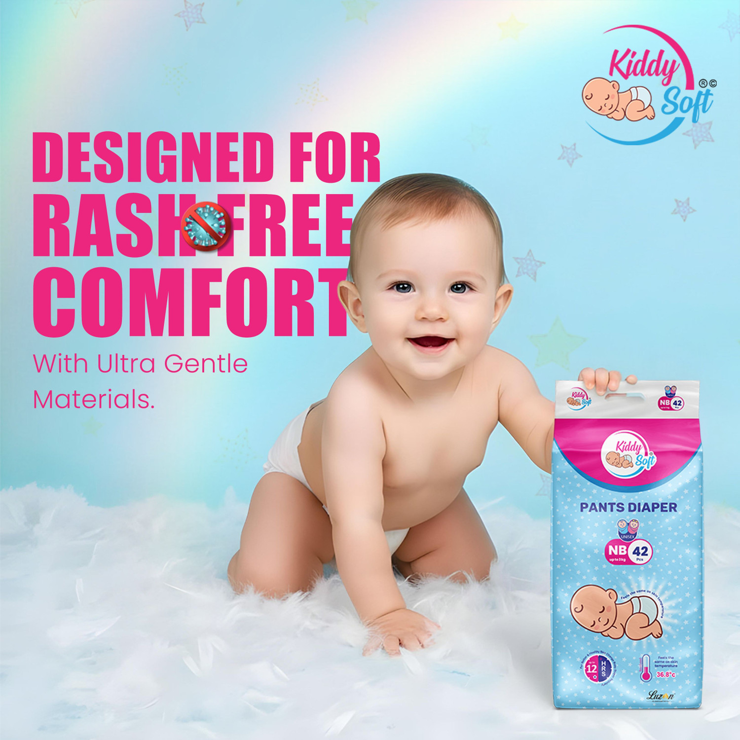Image of KiddySoft Baby Diaper Pant Style| 5 Layer All Night Leakage Protection & Quick Absorbency Pant Diapers - New Born