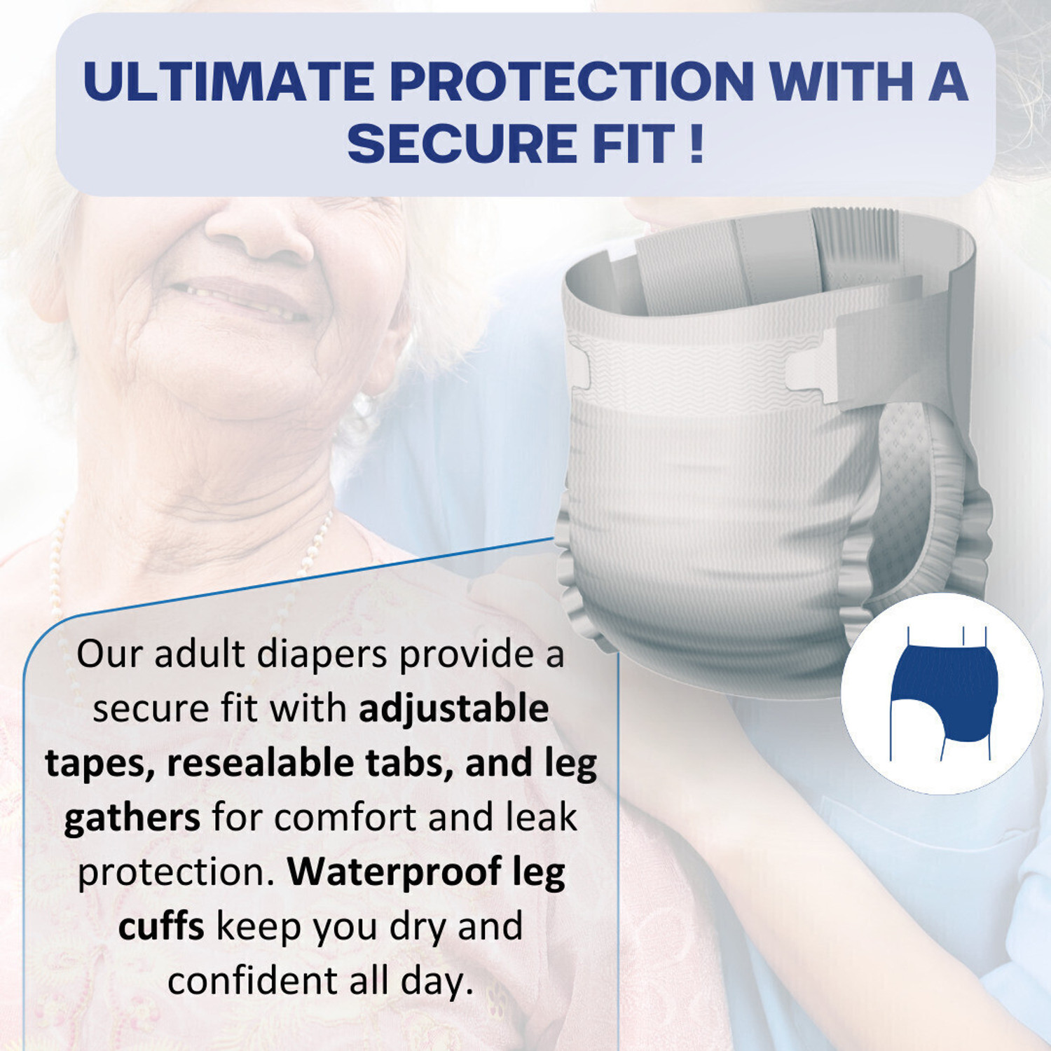 Image of PH TIDY Tape Style Super Absorbent | Unisex | Waist Size (44-61 Inches) Adult Diapers - L
