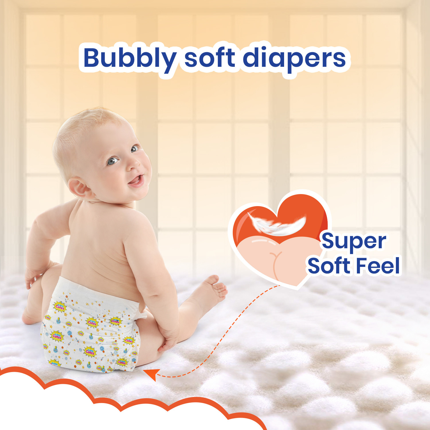 Image of Super Cute's Premium Baby Diapers, Soft and Rash Free, Overnight Leakage Protection - M