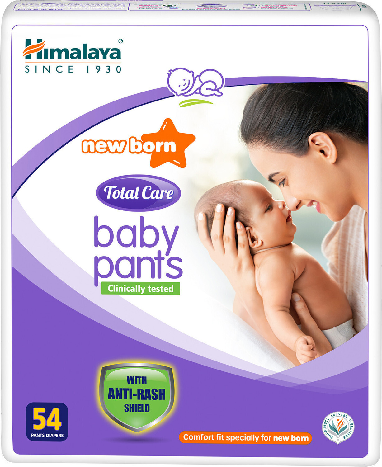 Image of HIMALAYA NEW BORN TOTAL CARE BABY PANTS 54S(PO2) - New Born