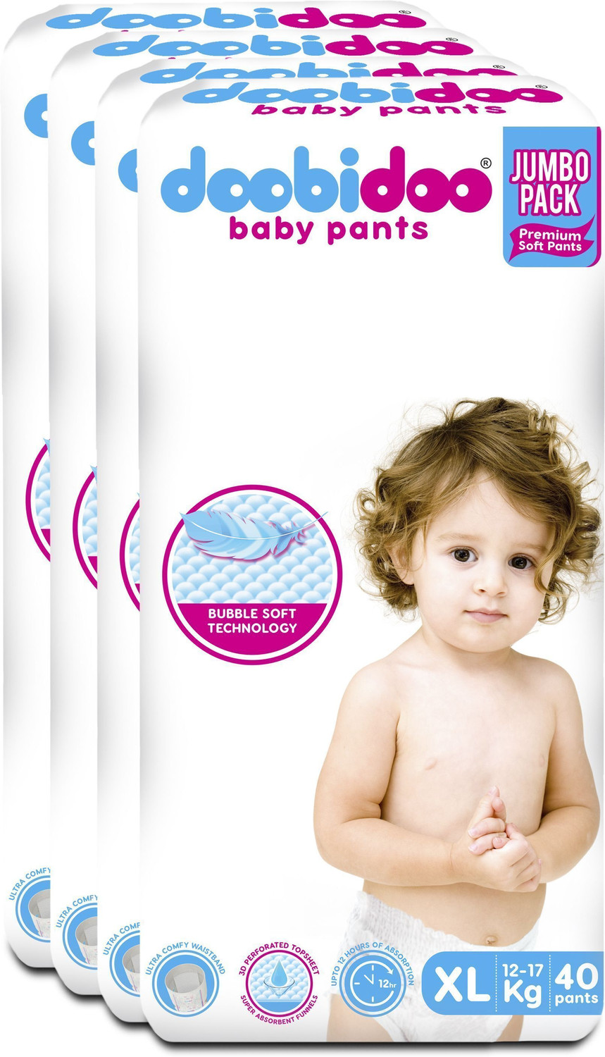 Image of Doobidoo Premium baby diaper pants Cushiony Cotton. 12 hrs absorption. Rash free Pant Diapers - XL