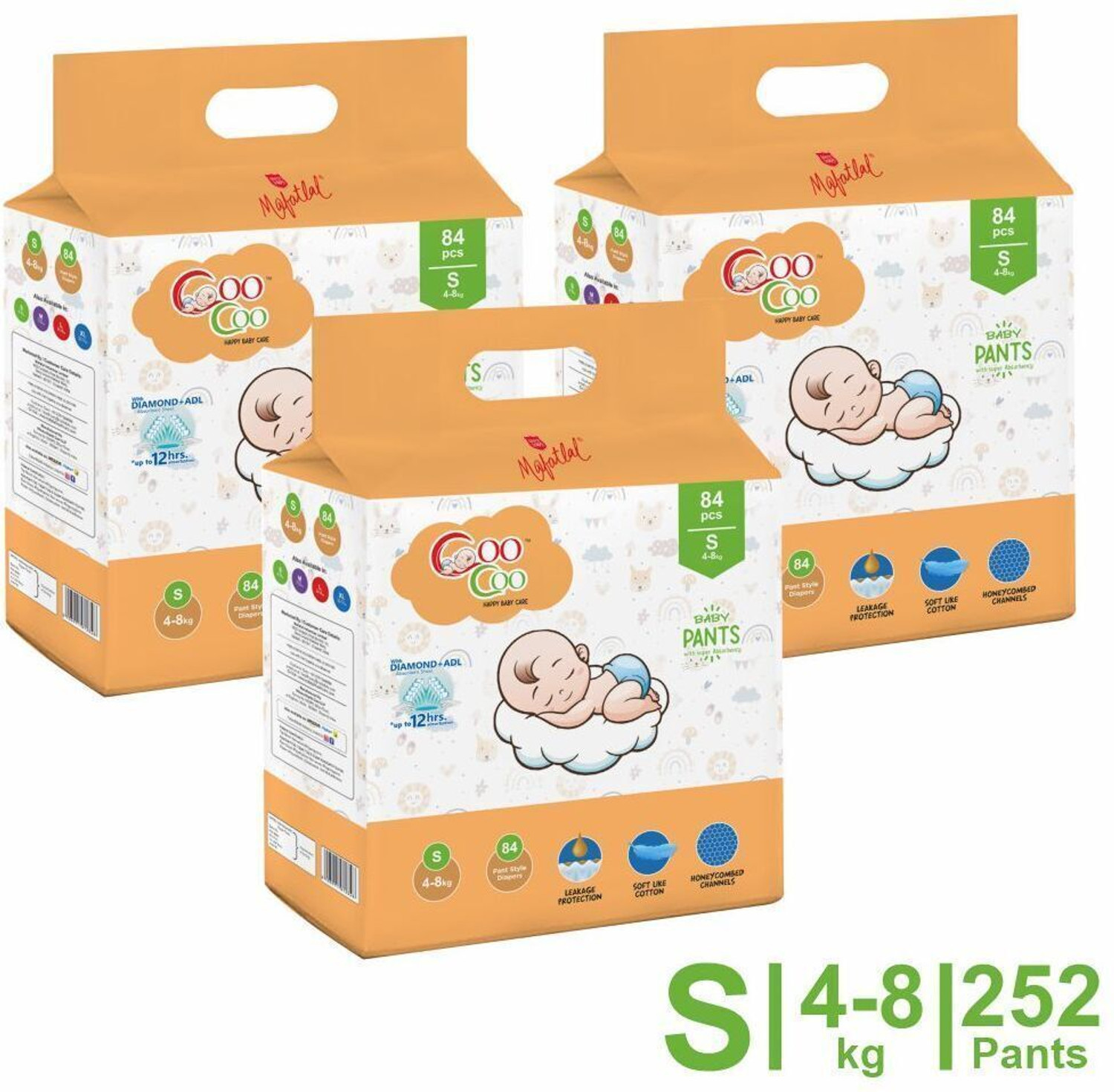 Image of Coo Coo Extra Dry Baby Pullup Diaper Pant Size S-Small-S (252) Count upto 4-8 kg Pant Diapers - S