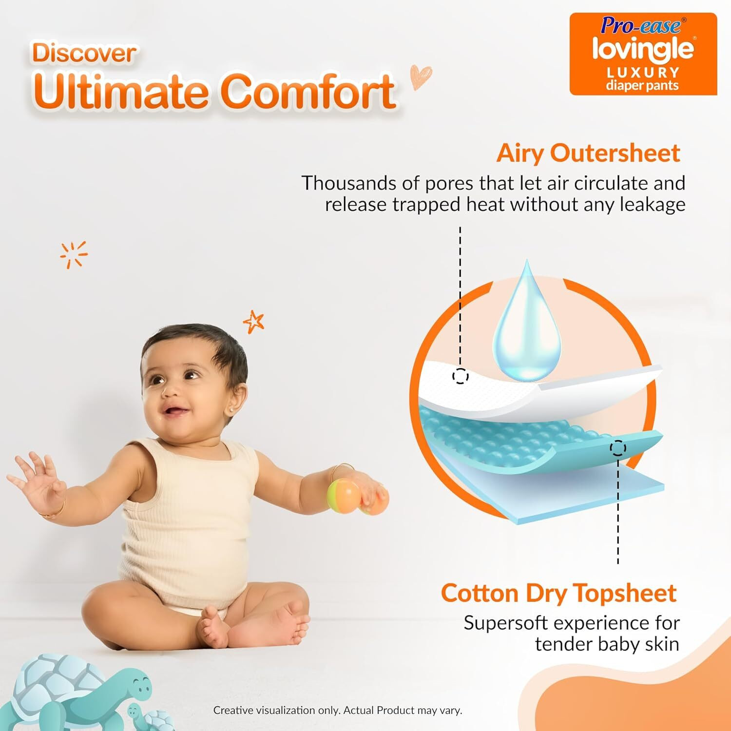 Image of Pro-ease Lovingle Premium Luxury Diaper Pants - M (25+25)=50 Pieces Pant Diapers - M