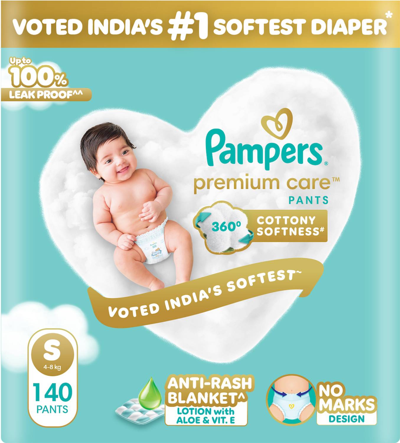 Pampers Premium Care with Wetness Indicator Pant Diapers - S