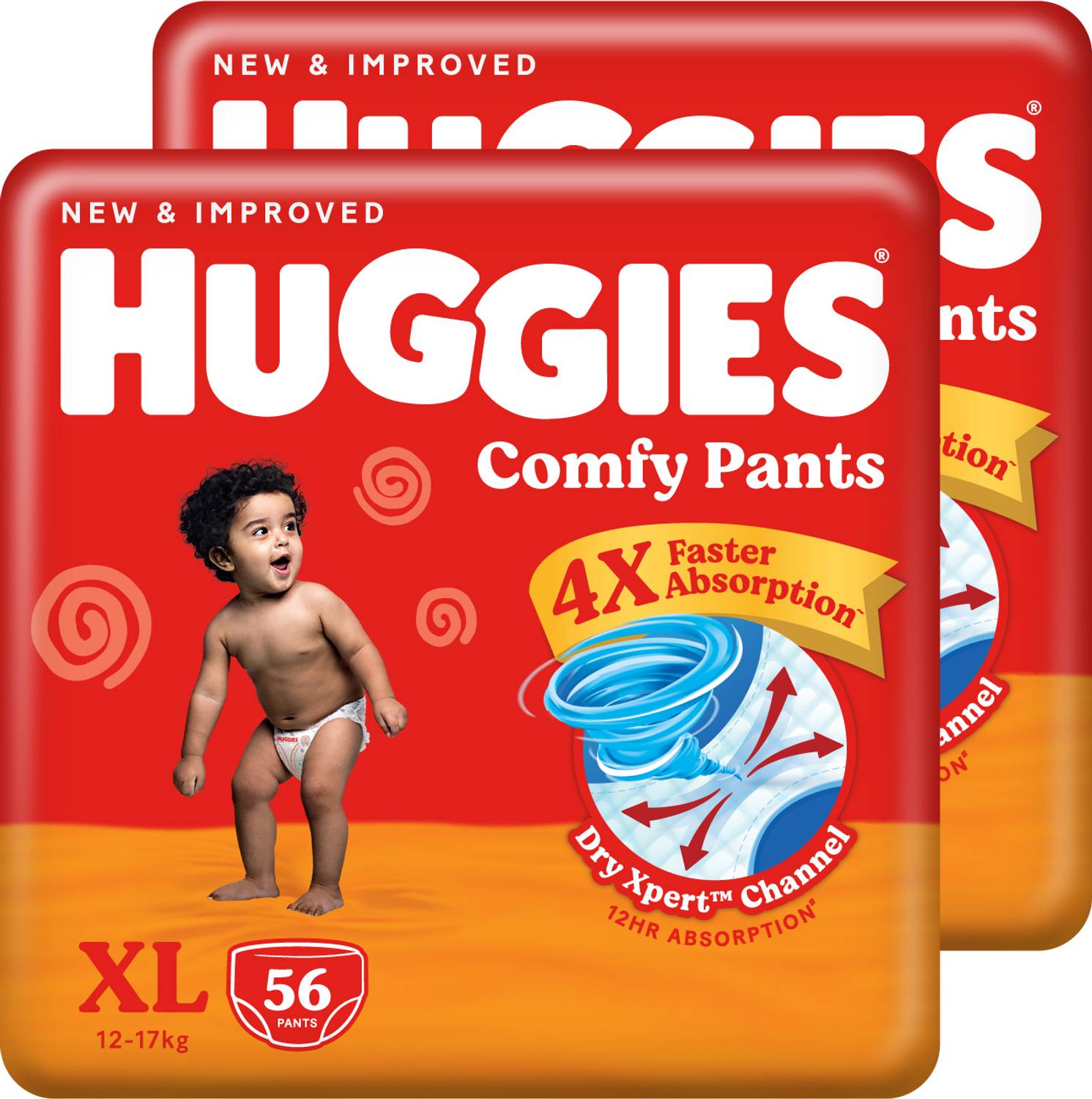Huggies Comfy Baby Diaper Pants, Upto 50% Faster Absorption (56 X