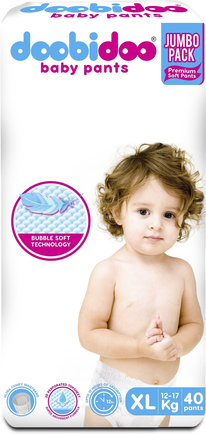 Image of Doobidoo Premium baby diaper pants Cushiony Cotton. 12 hrs absorption. Rash free Pant Diapers - XL