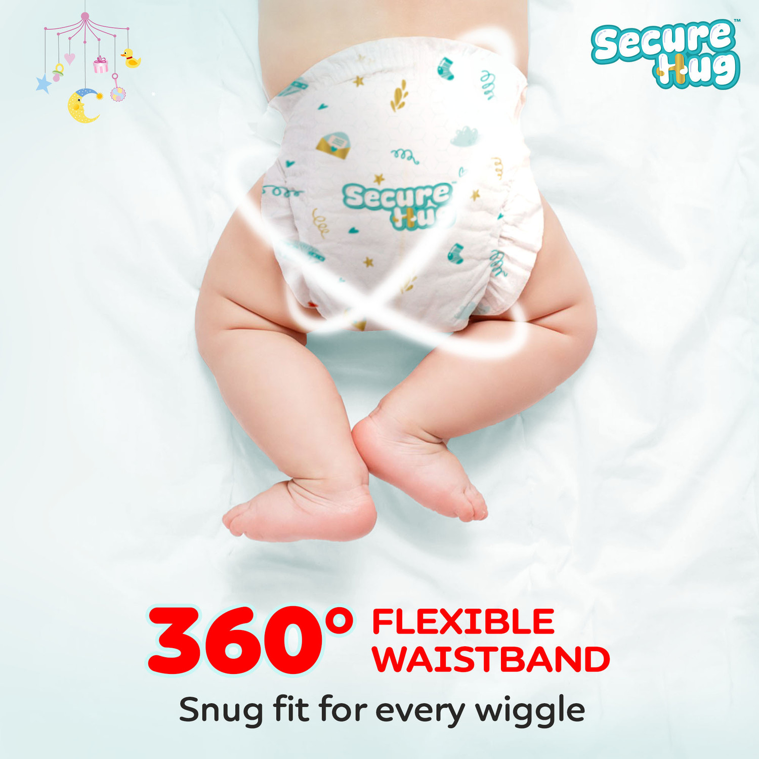 Image of Secure Hug Baby Diaper Pants with 12hrs Absorption, Anti-Rash | Large (9-13kg), Pack Of 2 Pant Diapers - L
