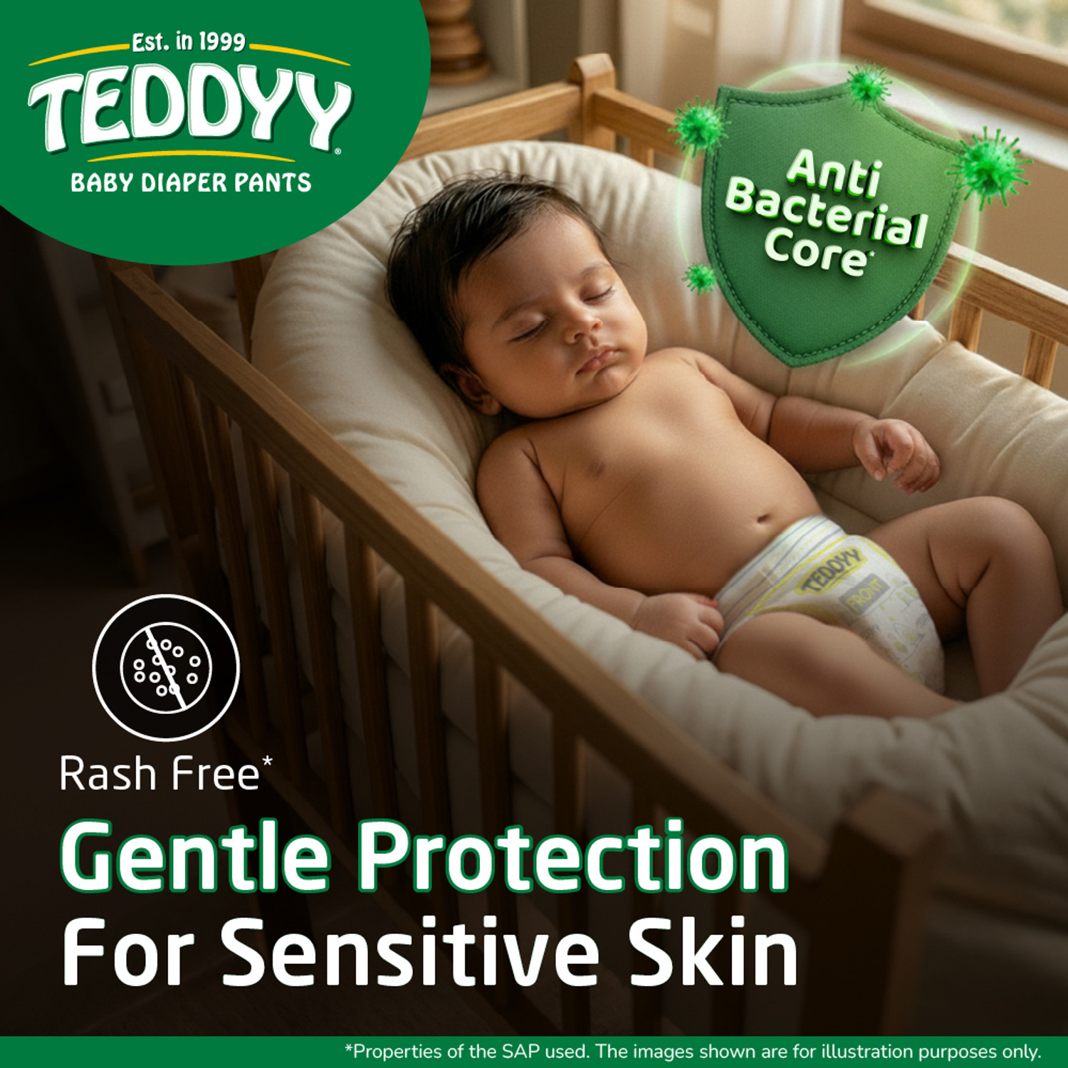 Image of TEDDYY Easy Diaper Pants with Rash Protection and 3x Faster absorption Technology - M