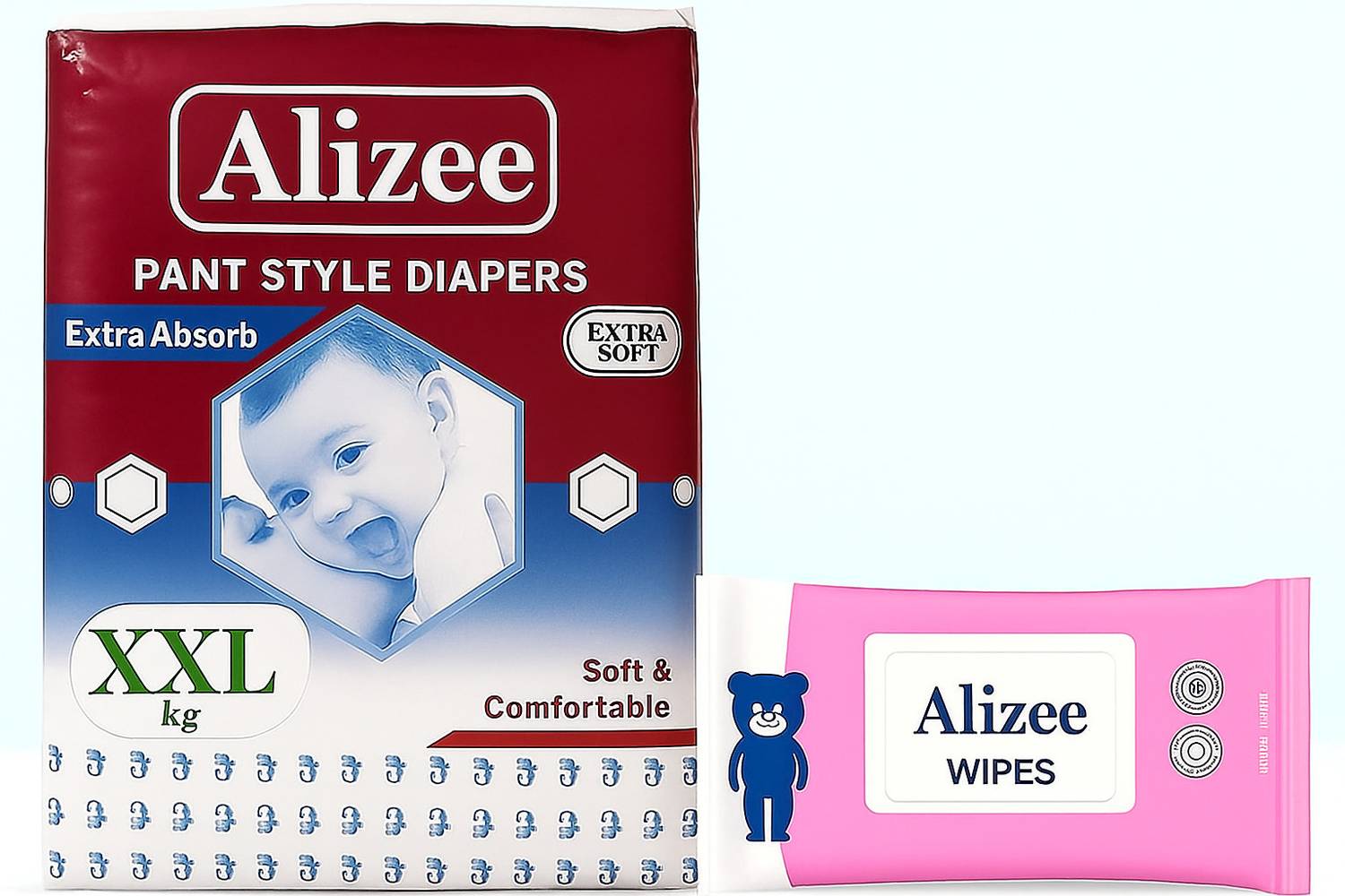 alizee Pant Style Diapers XXL with 72 Wipes Combo Pant Diapers - XXL