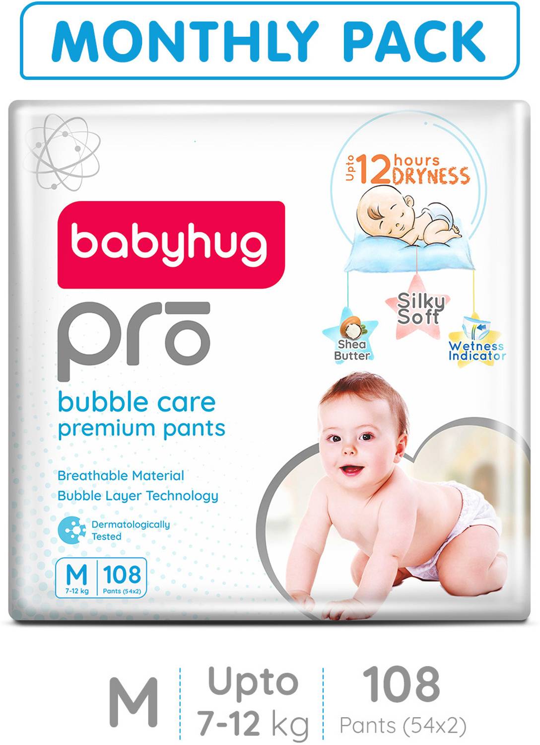 babyhug Pro Bubble Care Pant Style Diapers Medium - 54 Pieces - (Pack of 2) Pant Diapers - M