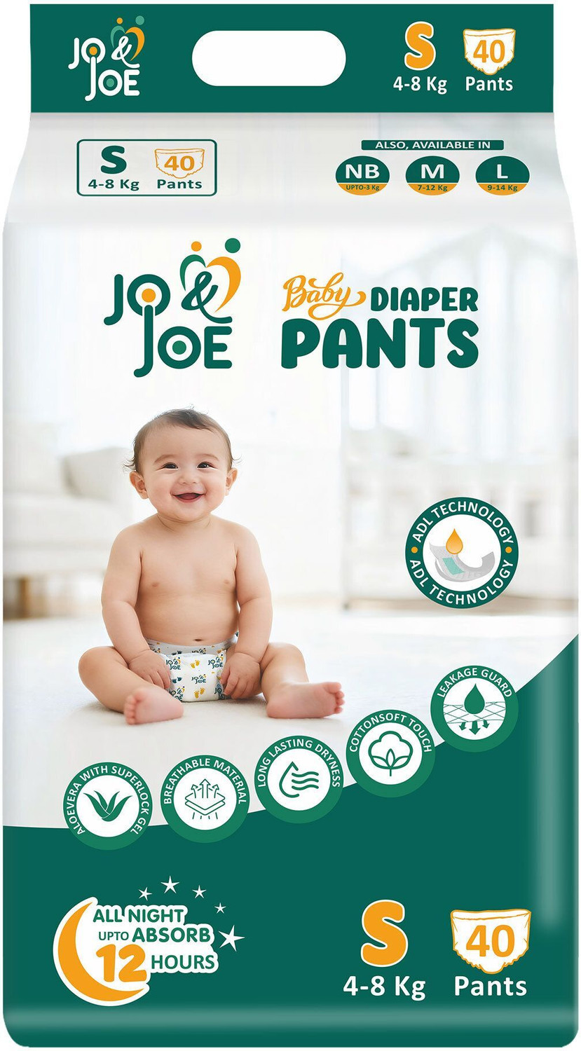 Image of Jo & Joe Baby Diaper Pants with 12hrs Absorption, ADL Technology, Small (4-8kg),Pack of 1 Pant Diapers - S