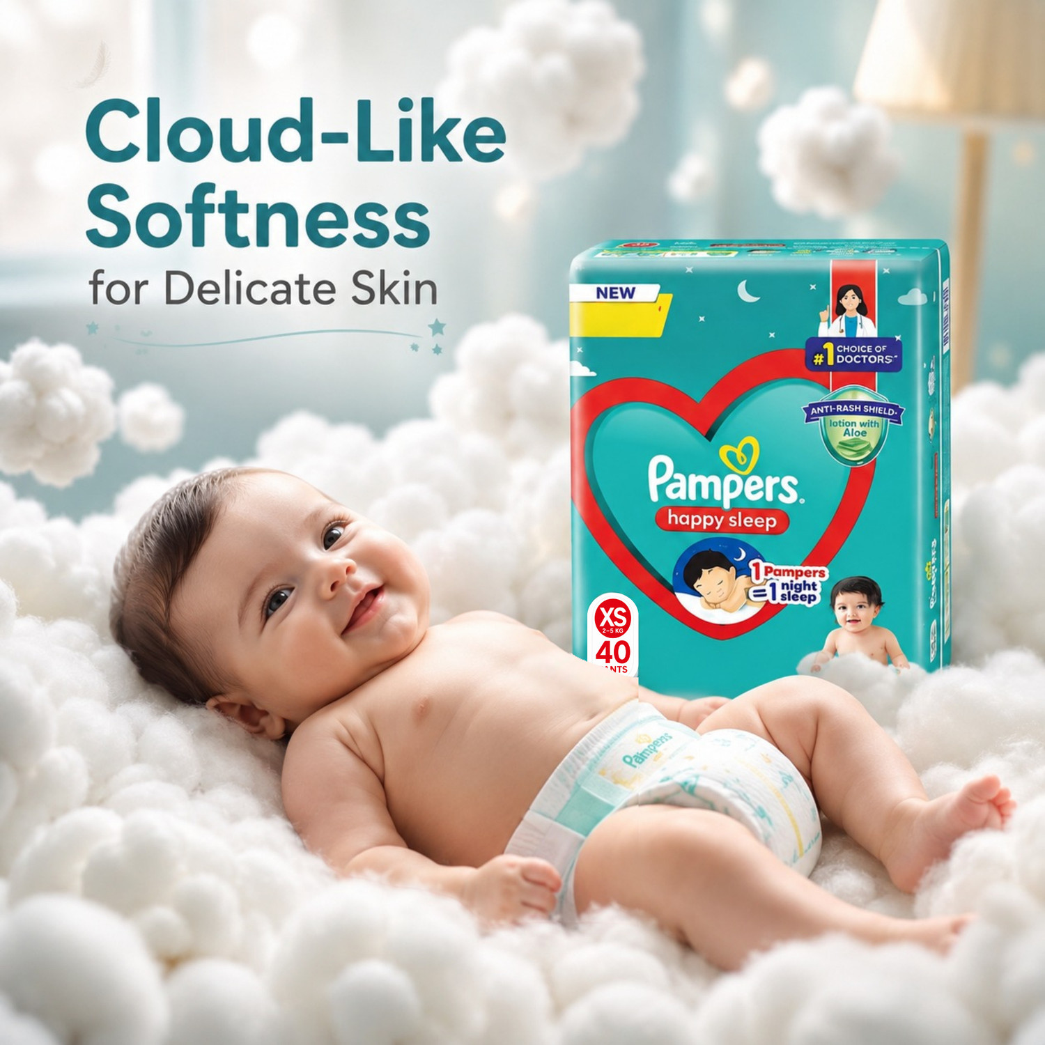 Image of Pampers Pampers Happy Sleep XS 40 Pants Pant Diapers - XS