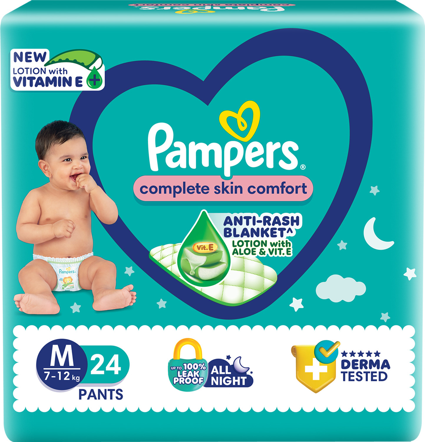 Image of Pampers Complete Skin Comfort with VitaminE & Aloe Vera Lotion Pant Diapers - M