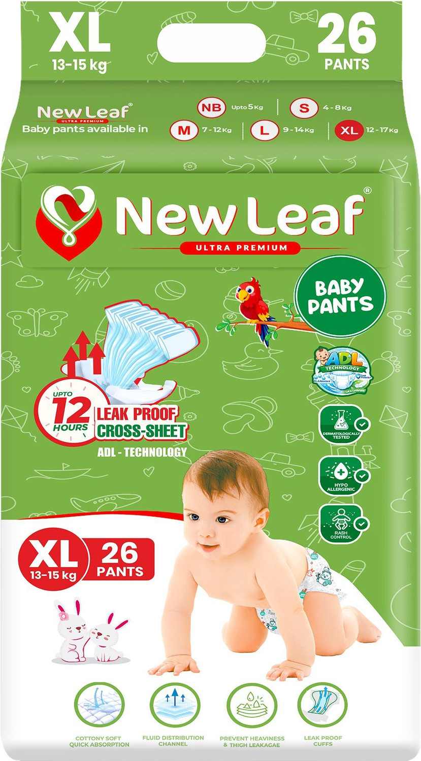 Image of Newleaf Baby Diaper Pants 12hrs Absorption, ADL, Extra Large (13-15kg), Jumbo Pack of 1 Pant Diapers - XL
