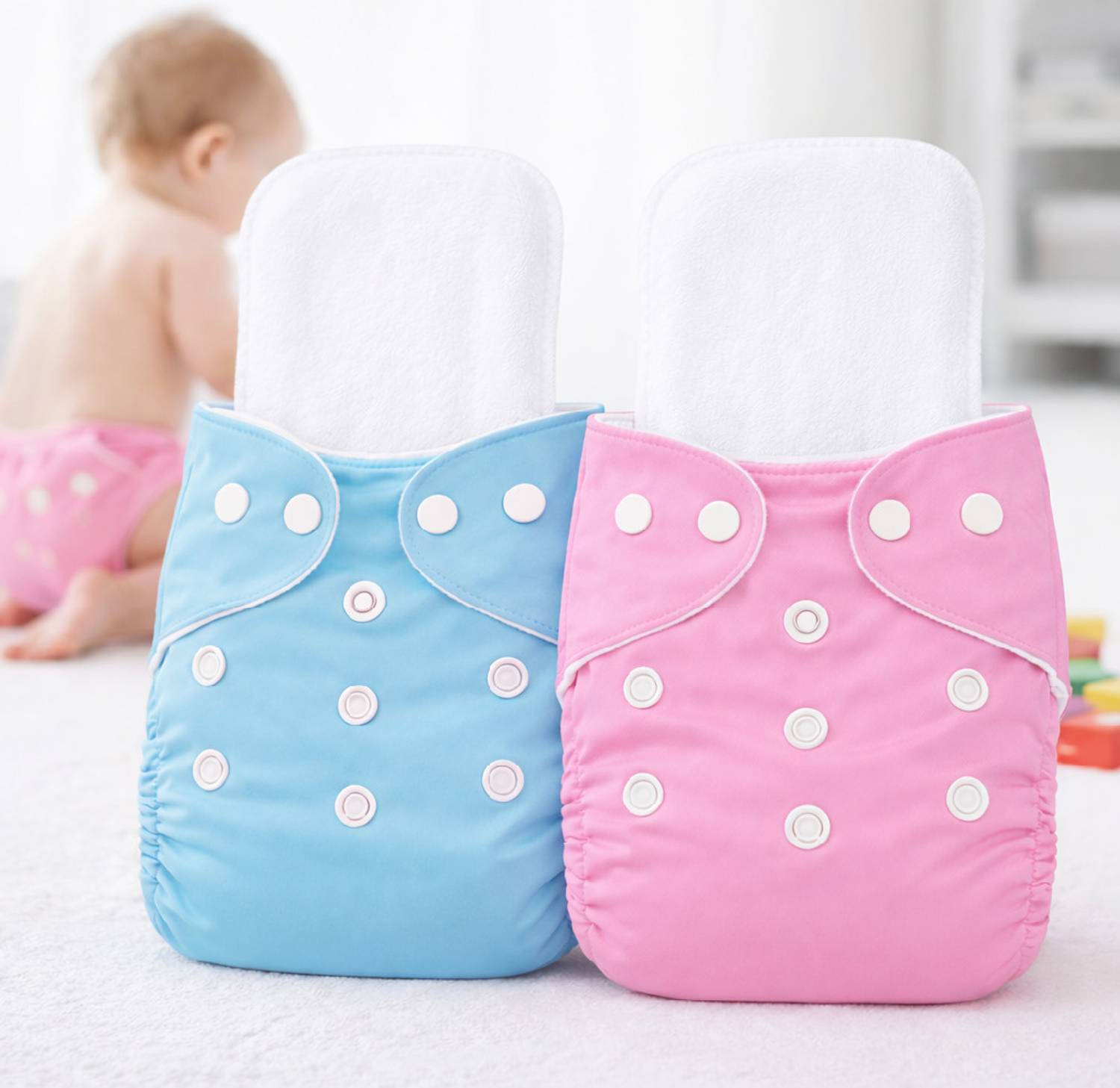 AAKAV Reusable Washable Baby Cloth Diaper (2 diapers+2 Inserts) Pant Diapers - S - M