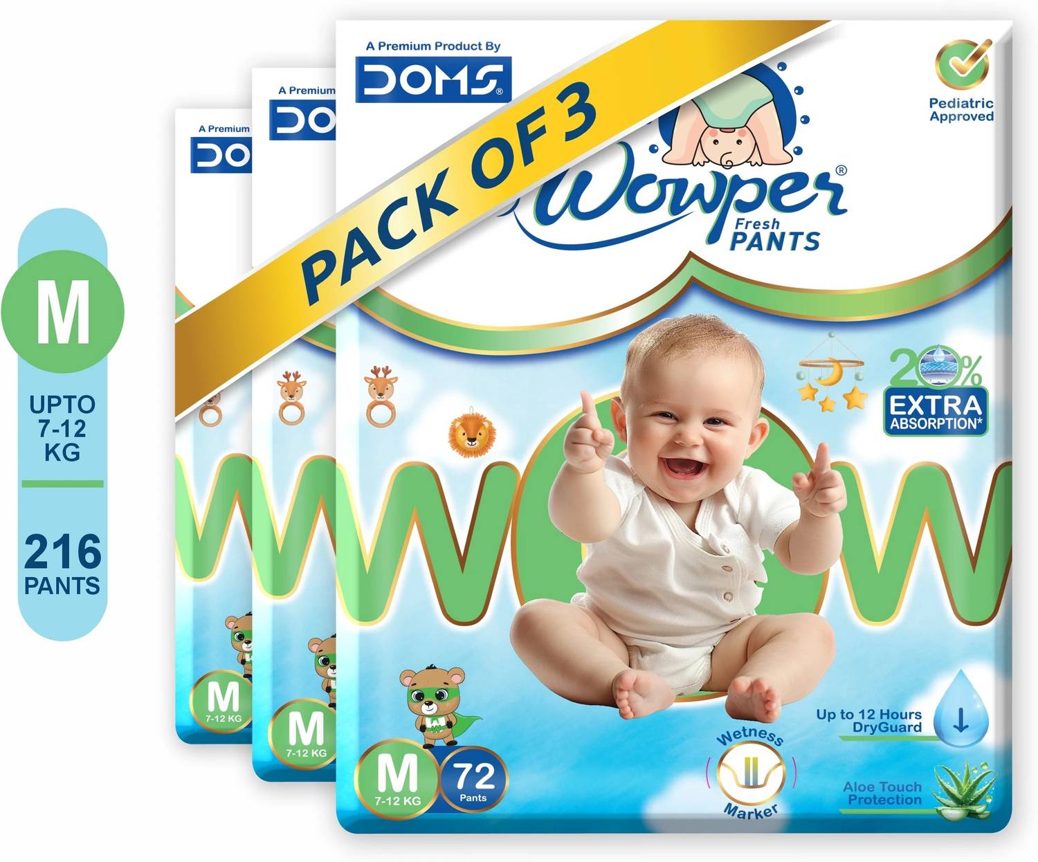Wowper Baby Diaper Pants up to 12 hrs Absorption 7-12 Kg Sup