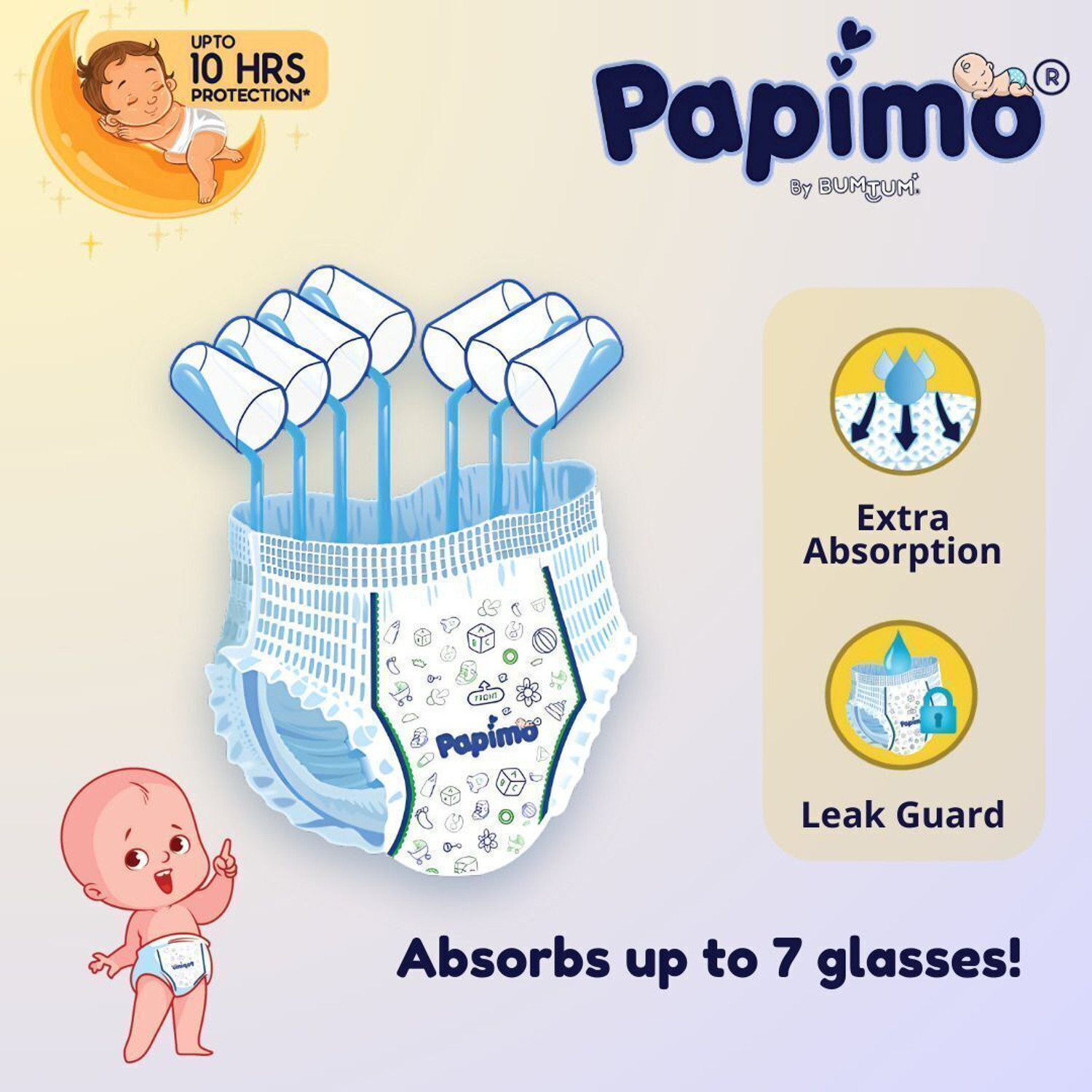 Image of Papimo pants Baby Diaper | 10hrs Protection & Extra Absorption | Ultra-Soft | 2-5 kgs | PK-2 Pant Diapers - New Born