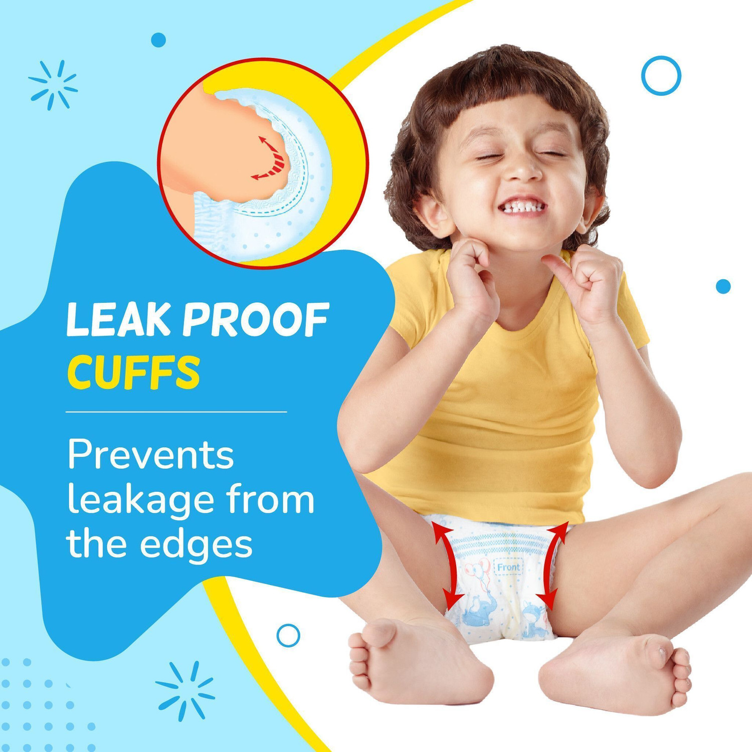Image of niine Cottony Soft Baby Diaper Pants with Wetness Indicator for Overnight Protection Pant Diapers - XL