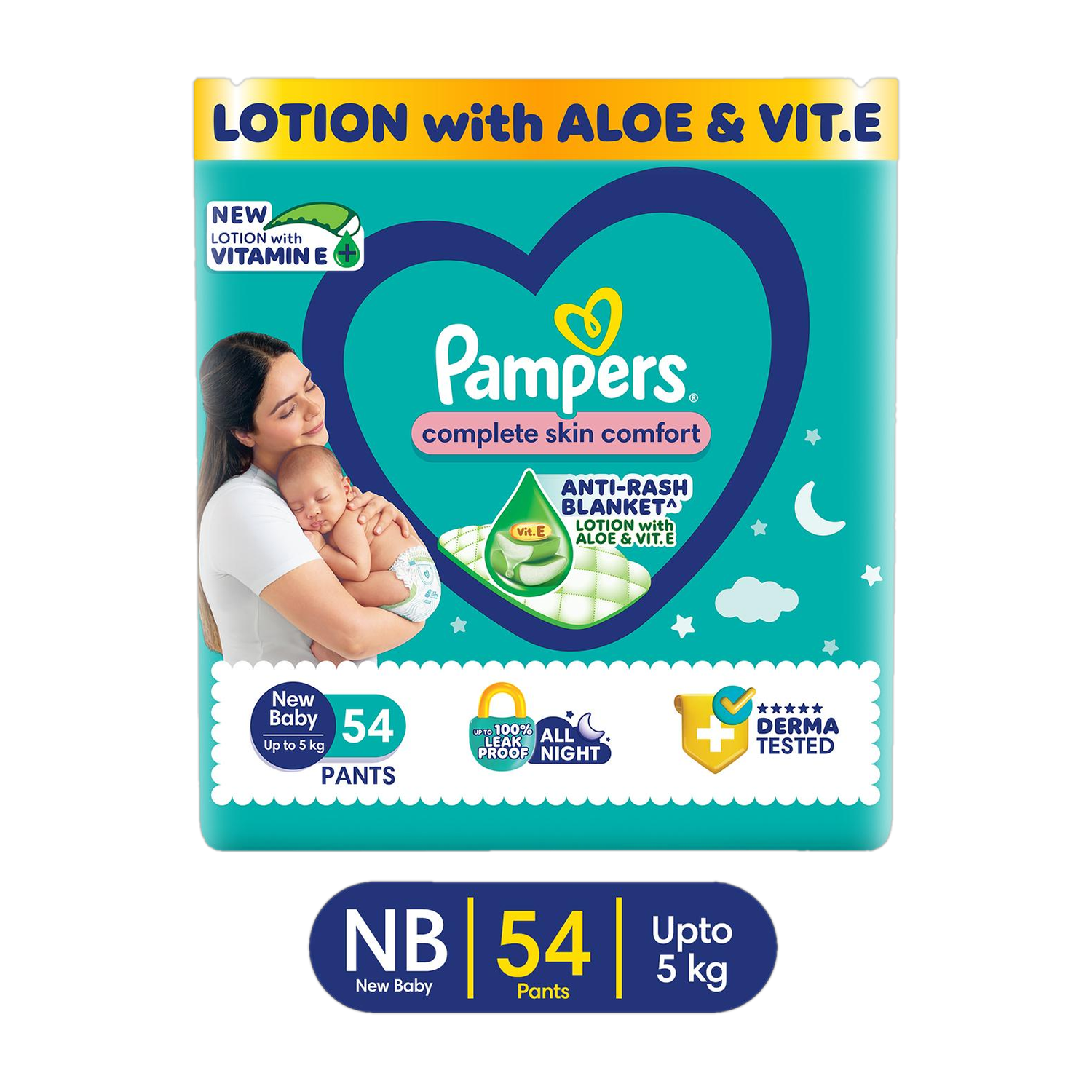Pampers Complete Skin Comfort with VitaminE & Aloe Vera Lotion Pant Diapers - New Born