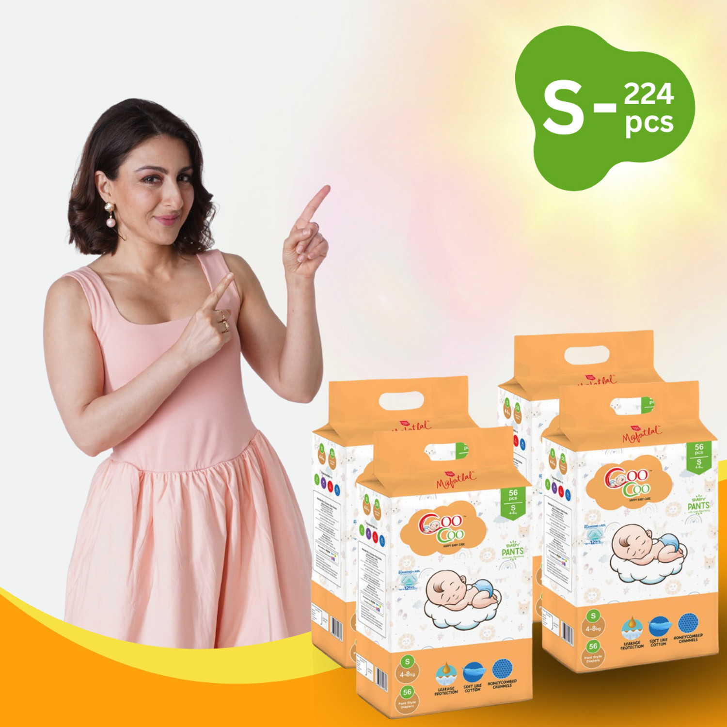 Image of Coo Coo Extra Dry Baby Pullup Diaper Pant Size S-Small-S (224) Count upto 4-8 kg Pant Diapers - S
