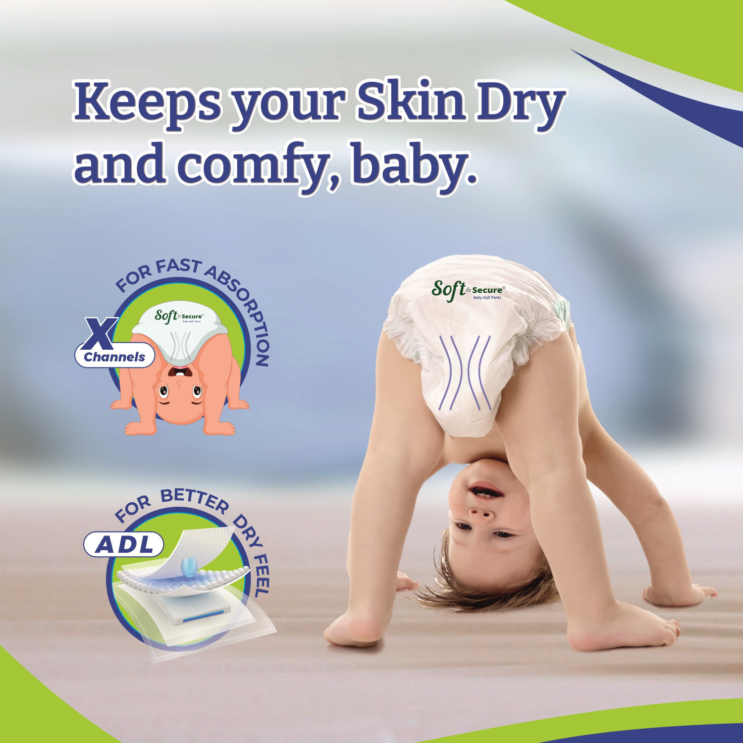 Image of soft & secure Baby Diapers Pants with Extra Protection S Size For 4 to 7 Kg Pant Diapers - S