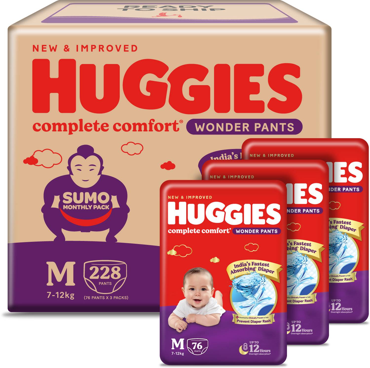 Huggies Complete Comfort Wonder Pants, Pant Diapers - M - Image 1