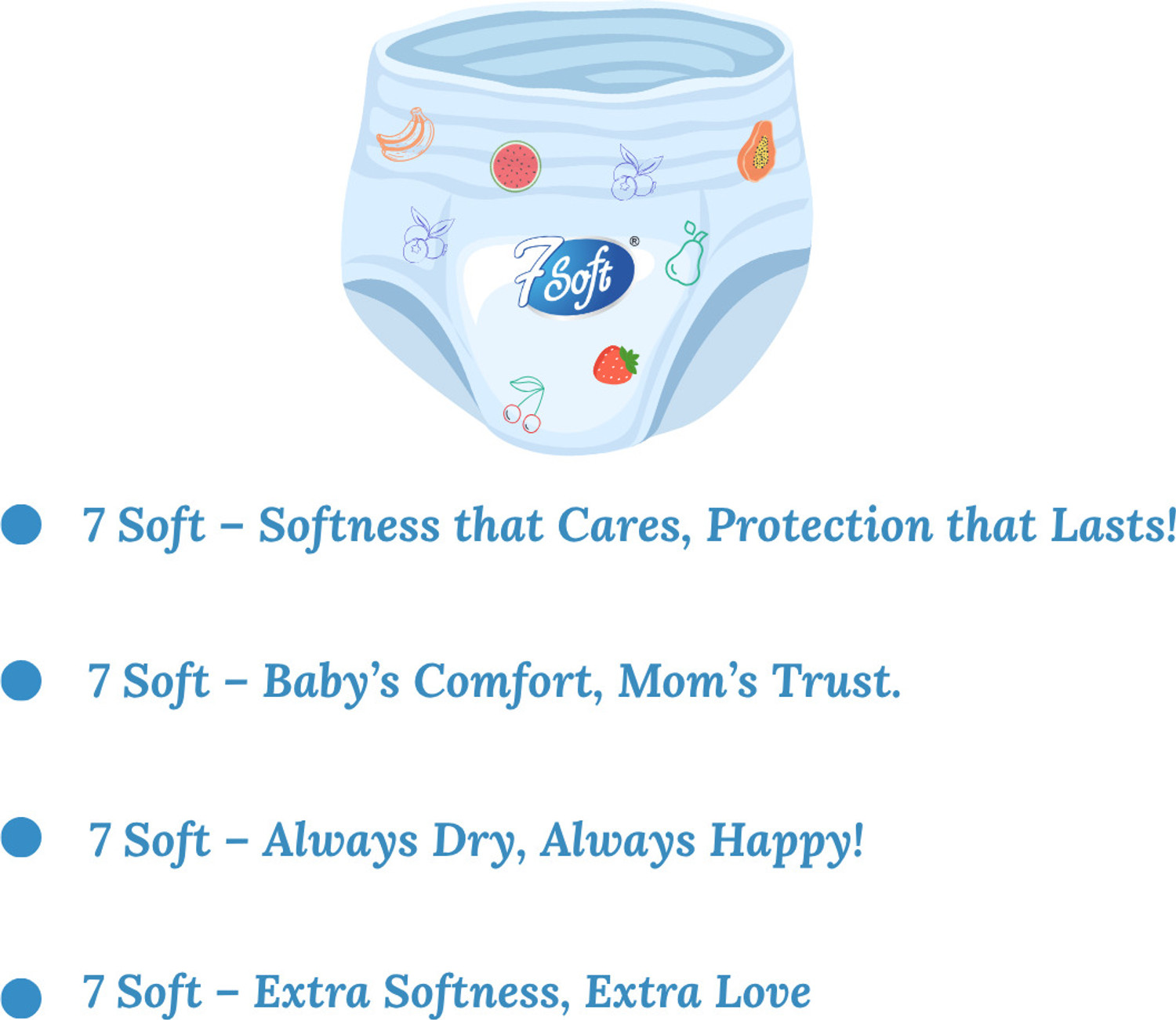 Image of 7 Soft Premium Baby Diaper Pants S Size 80 Pants (3-8 kg) Soft & Extra Absorbent Pant Diapers - S