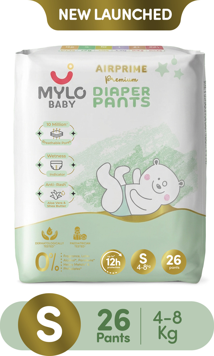 Image of MYLO Baby Ultra-Thin and Breathable Premium AIRPRIME Diaper Pants Pant Diapers - S