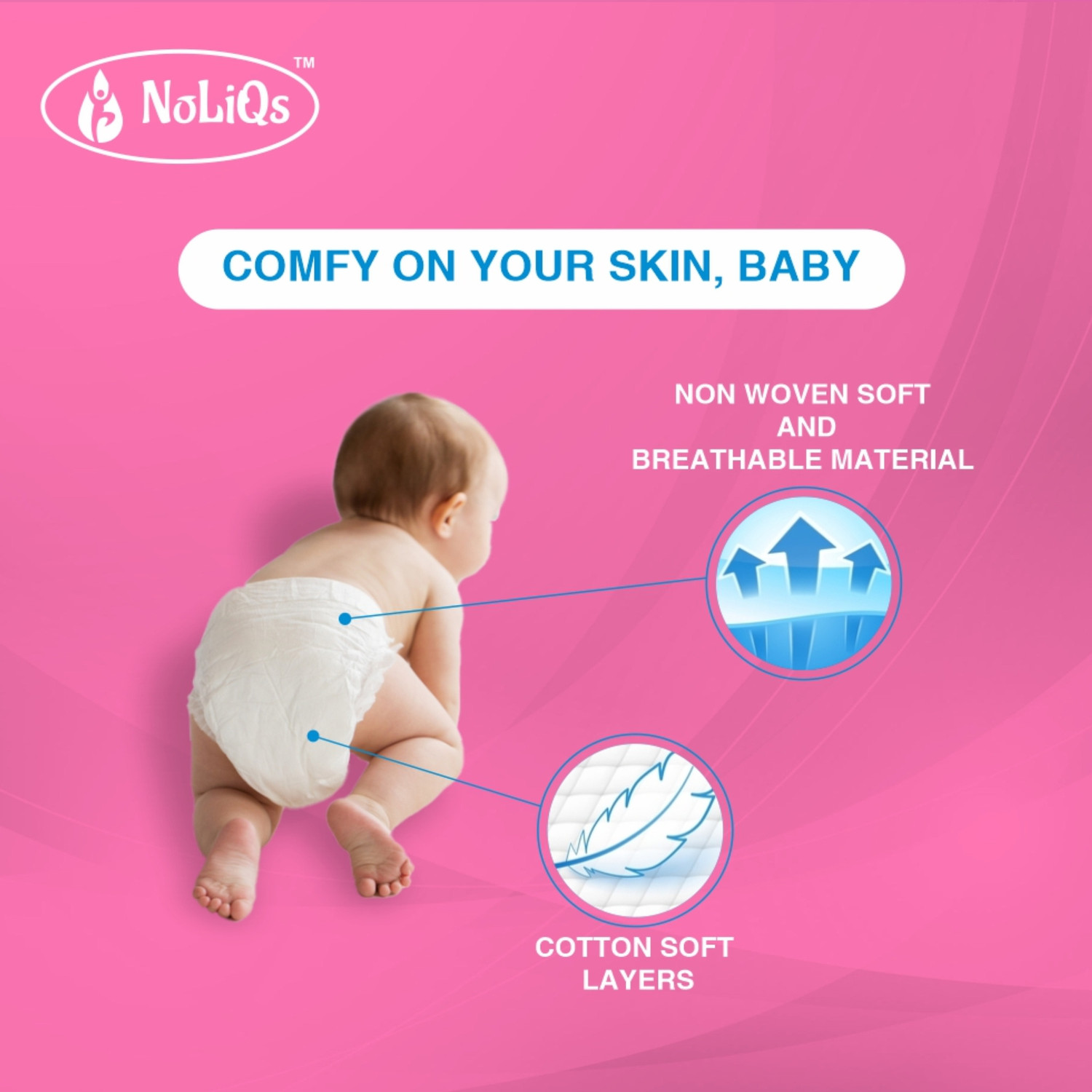 Image of noliqs Easy Dry Feel Baby Diaper Pants with 10 hrs absorption | Medium Pant Diapers - M