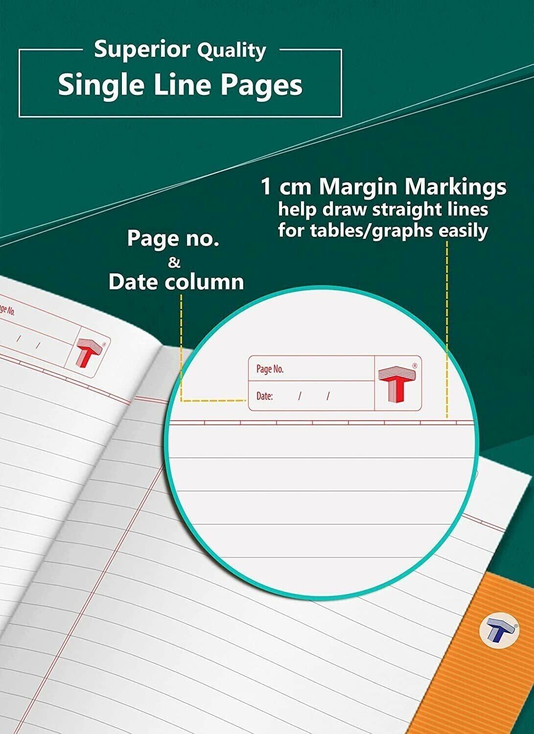 Image of Target Publications Small Notebooks Single Line | Writing book | 17x27 cm Approx | GSM 58| Set of 6 Regular Notebook Ruled Pages 76 Pages