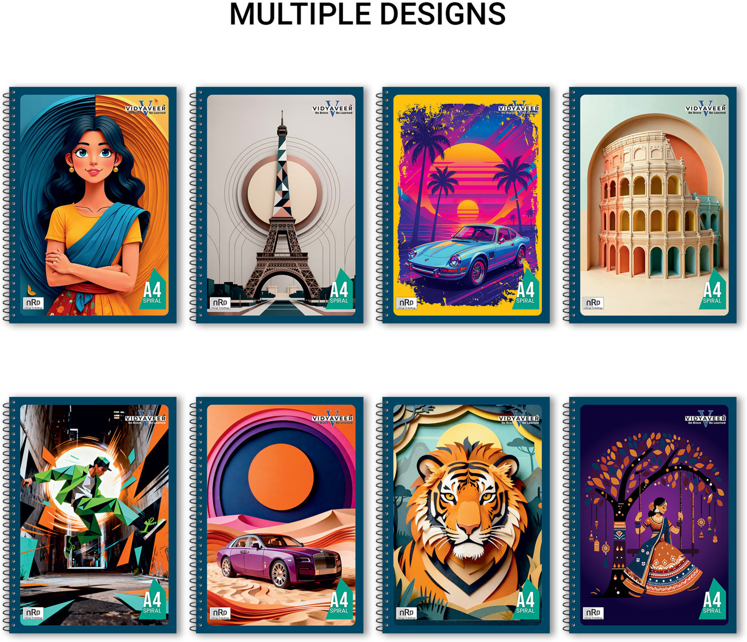 Image of NRP VIDYAVEER Spiral A4 Notebook Single Line 220 Pages