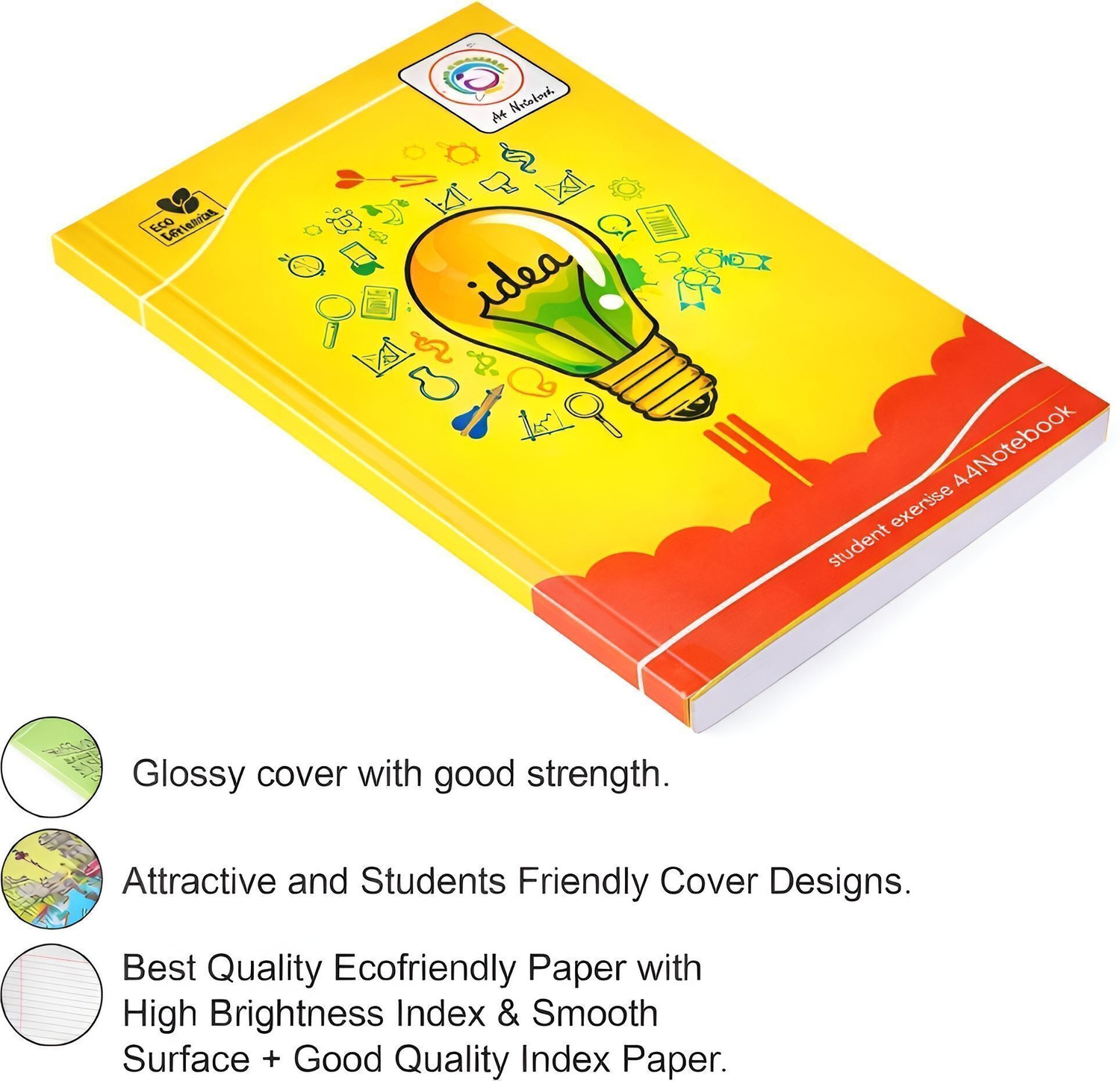 Image of GlowFuture Exercise A4 Notebook Single Line 240 Pages