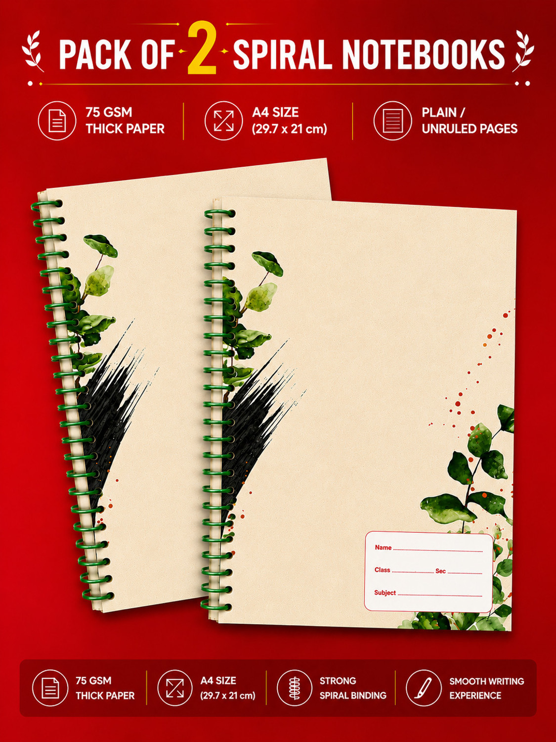 Image of ABC Nature Collection A4 Notebook Unruled 200 Pages