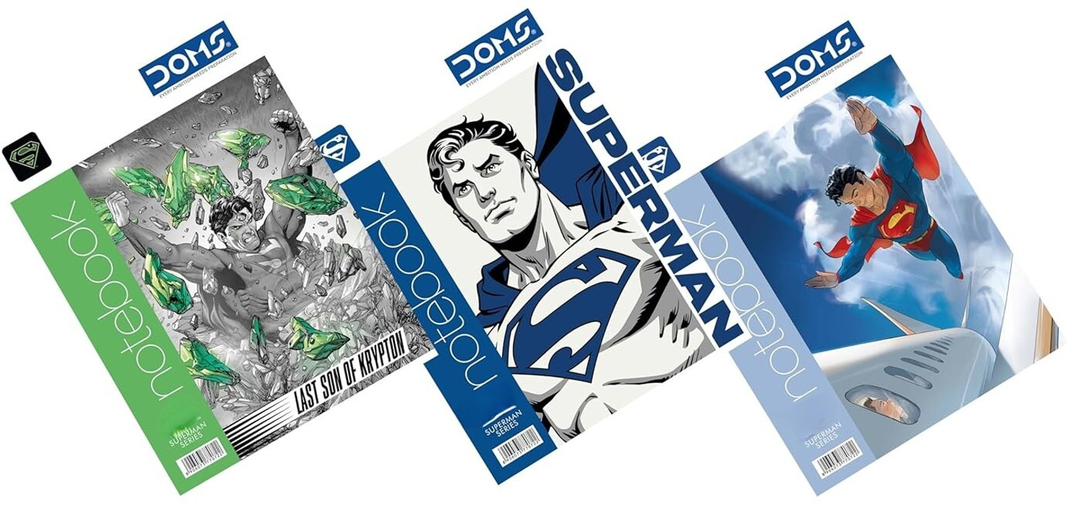 Image of DOMS Long size Ruled Note book | 160 pages | Superman series | Cover Image may vary| Regular Notebook | SINGLE LINE | 160 Pages